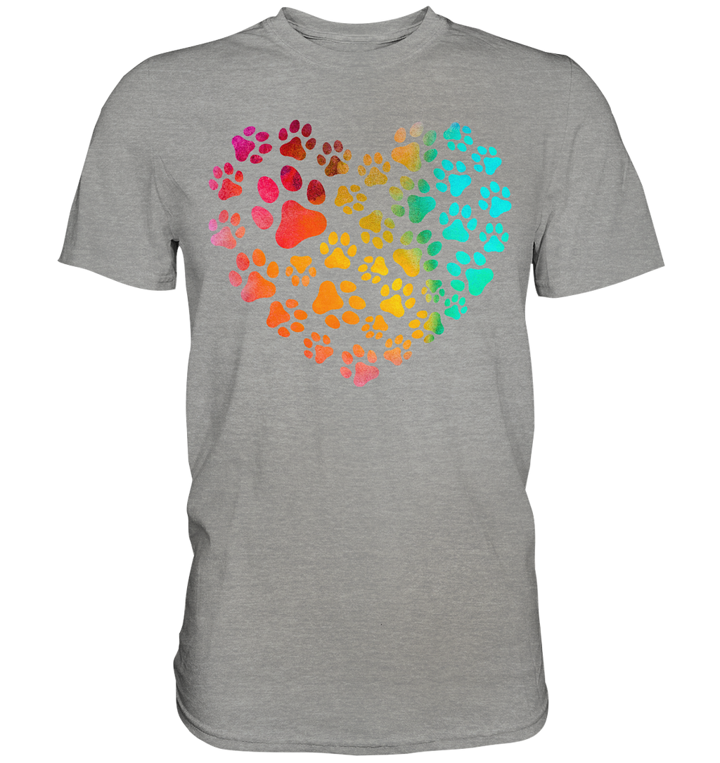 Bunte Pfoten in Herzform - Premium Shirt