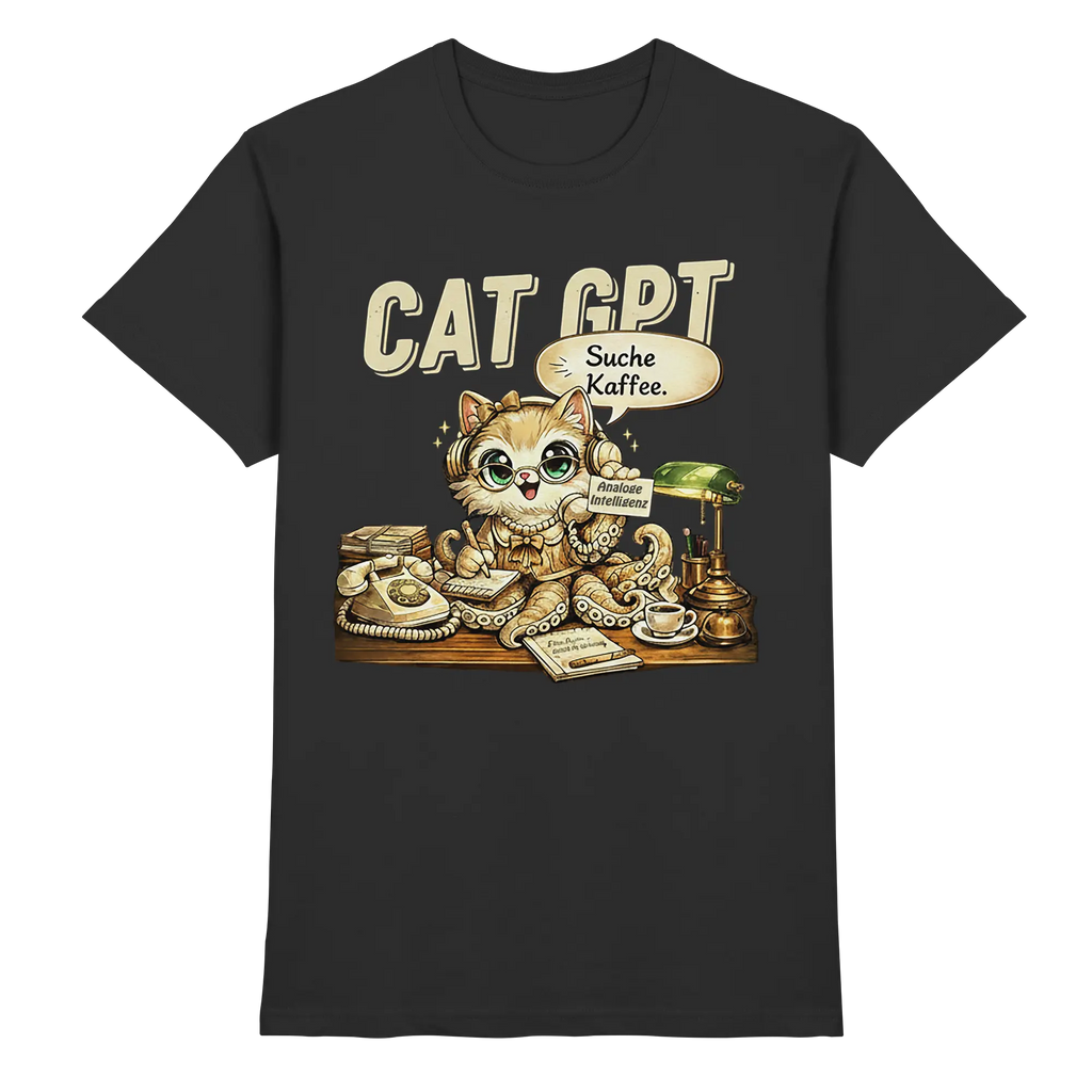 CAT GPT Funny Retro Office Cat - Premium Shirt - PAWentura
