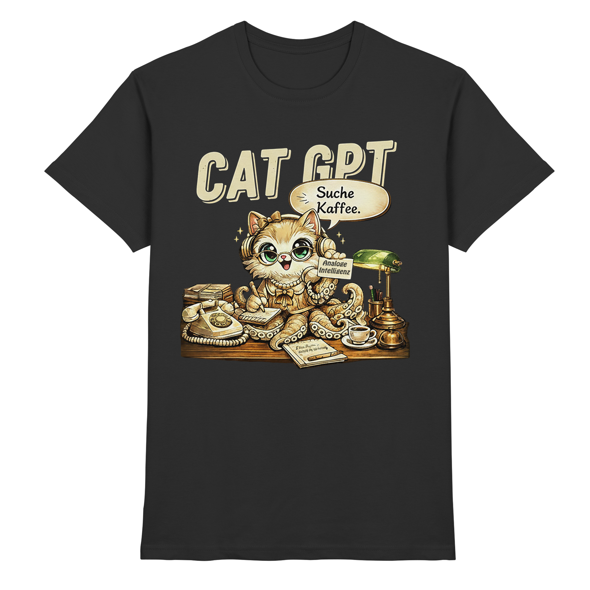 CAT GPT Lustige Retro Büro Katze - Premium Shirt
