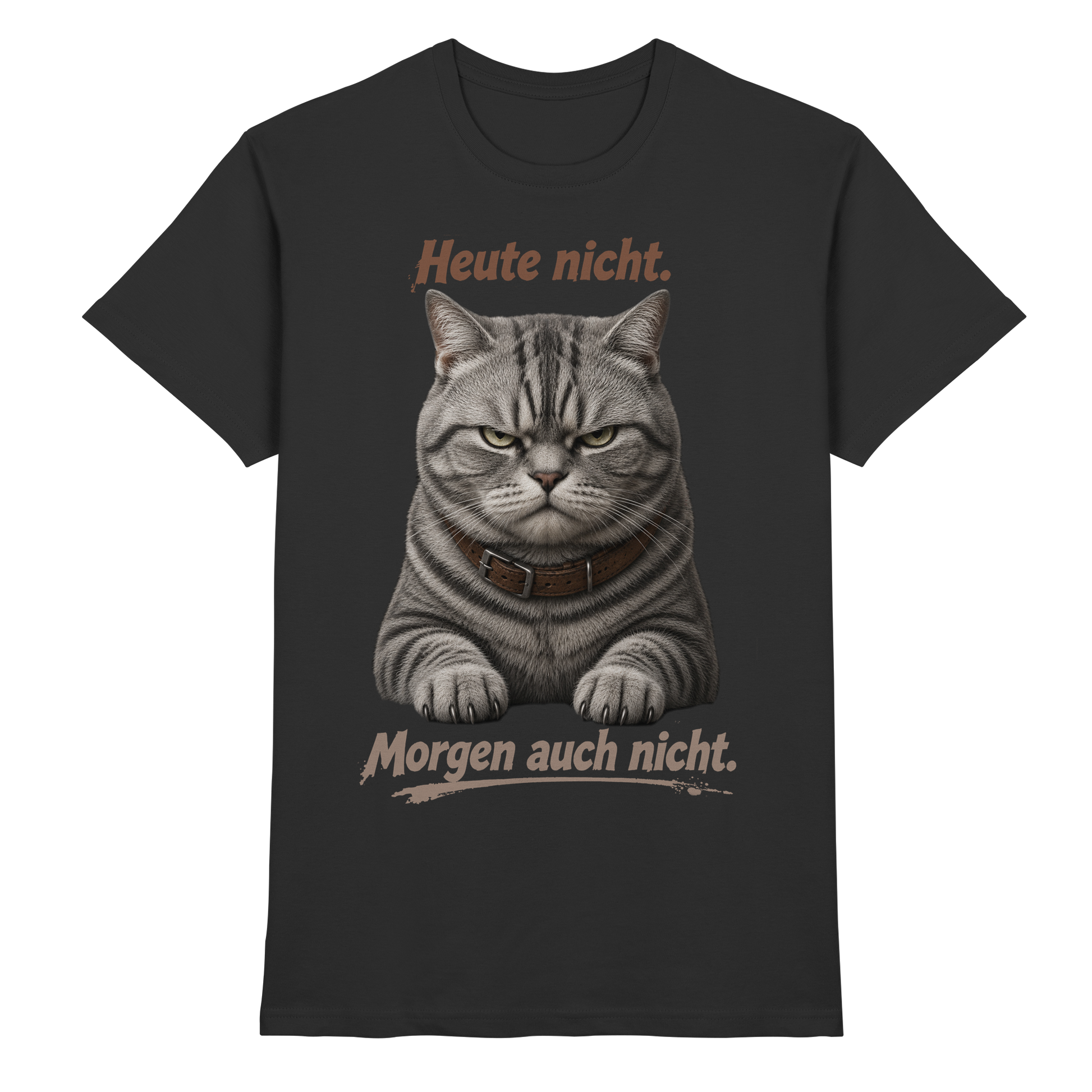 Heute nicht. Morgen auch nicht! Grumpy Tabby Katze  - Premium Shirt
