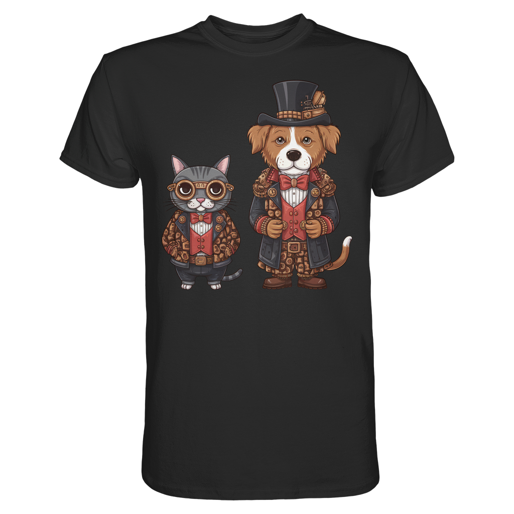 Steam Punk Hund und Katze - Premium Shirt