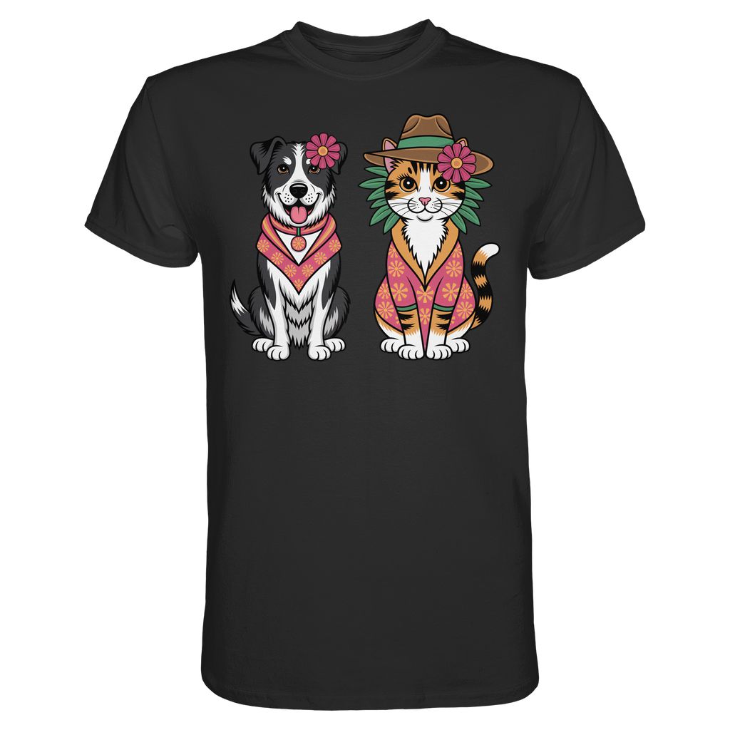 Hund und Katze Illustration Kahlo style - Premium Shirt