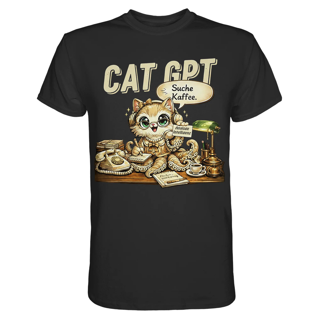 CAT GPT Funny Retro Office Cat - Premium Shirt - PAWentura