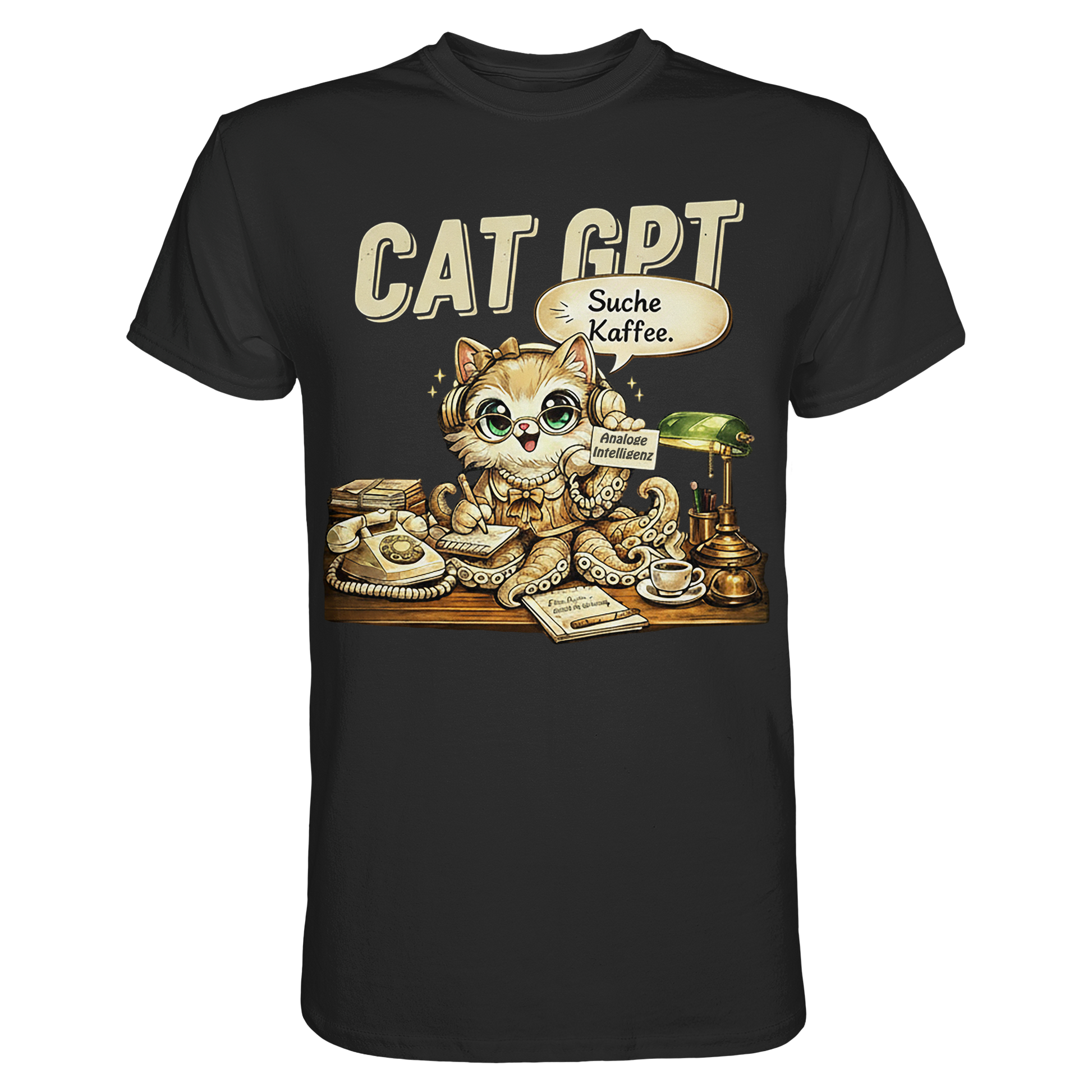 CAT GPT Lustige Retro Büro Katze - Premium Shirt