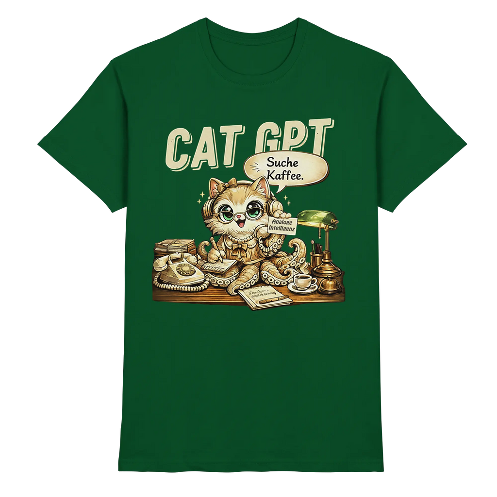 CAT GPT Funny Retro Office Cat - Premium Shirt - PAWentura