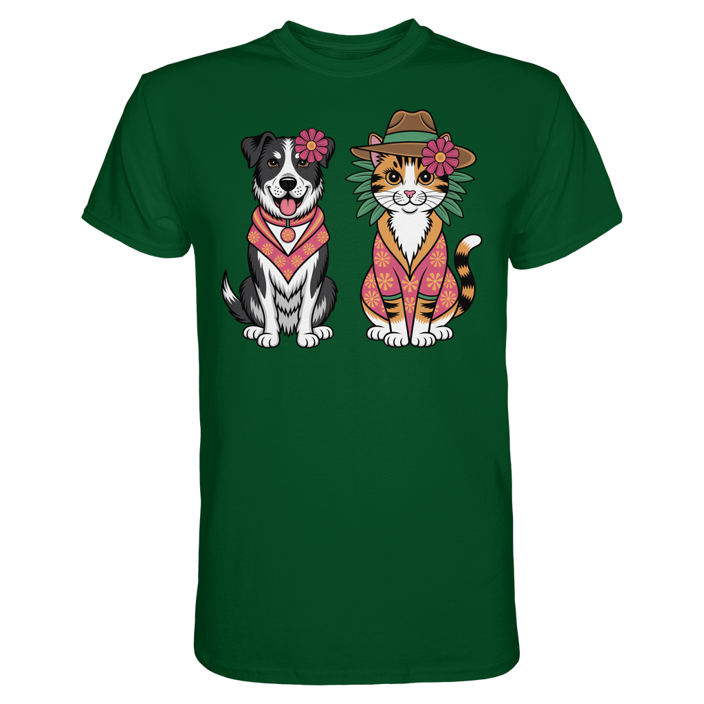 Hund und Katze Illustration Kahlo style - Premium Shirt