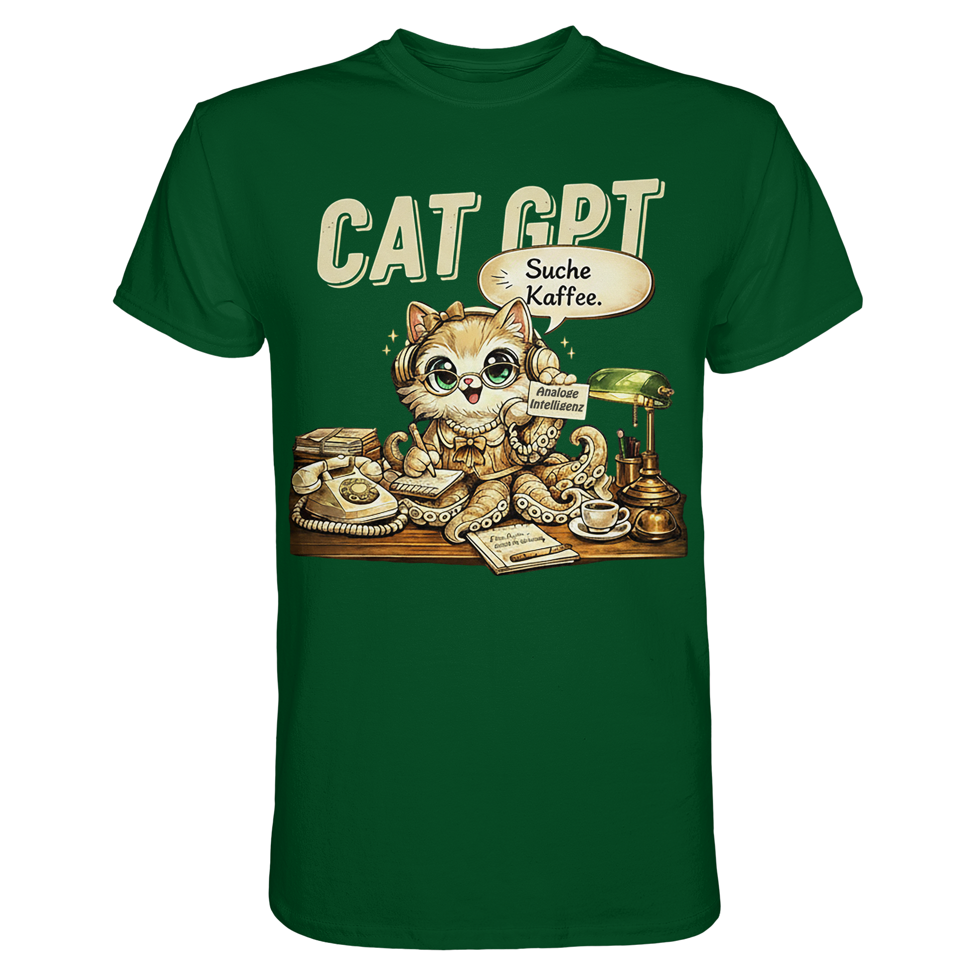 CAT GPT Lustige Retro Büro Katze - Premium Shirt