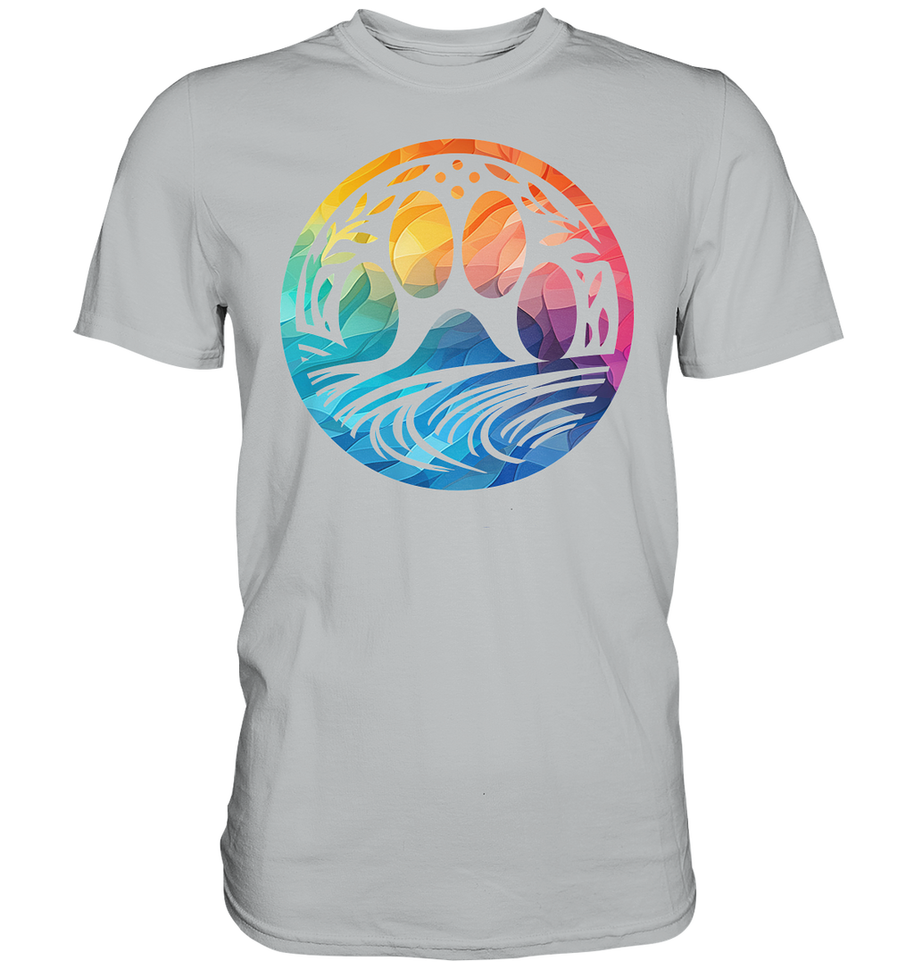 Modern Design Pfote mit regenbogenartigen Farbverlauf  - Premium Shirt