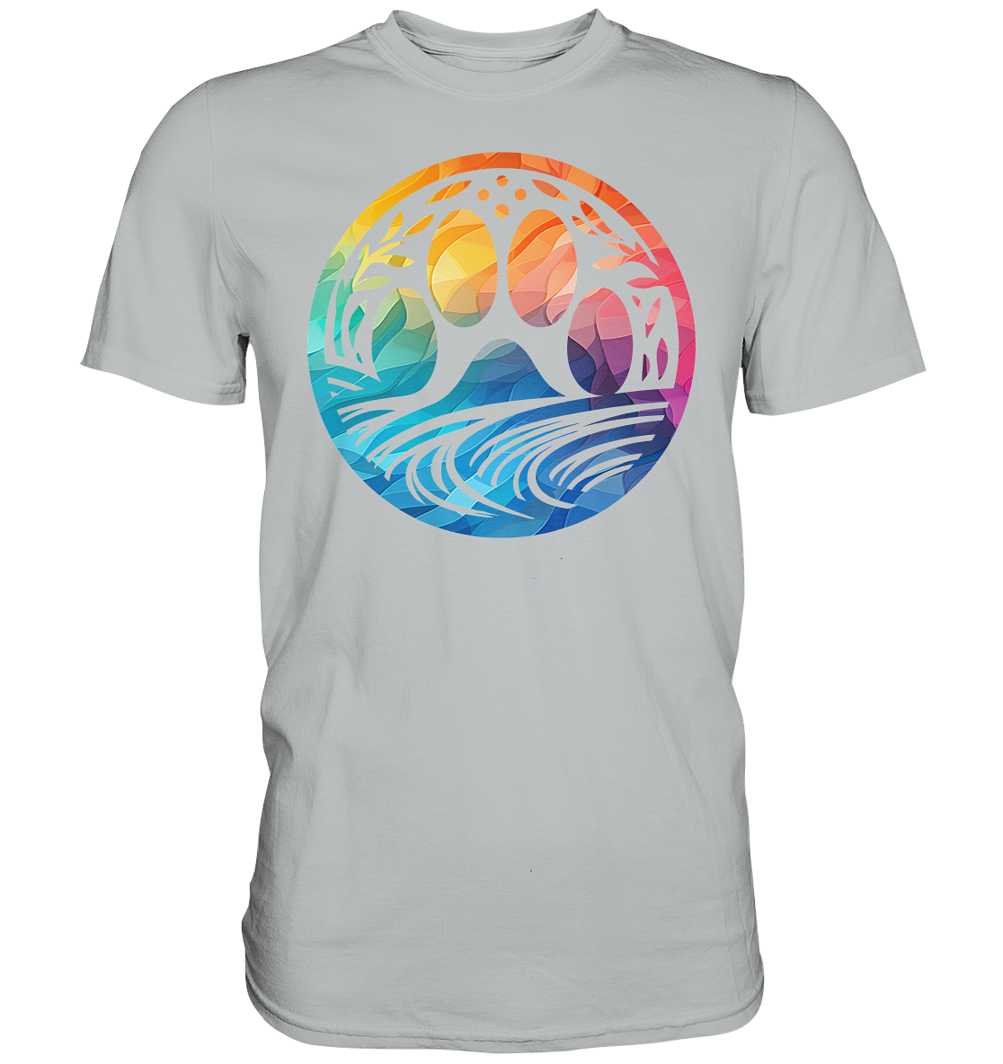 Modern Design Pfote mit regenbogenartigen Farbverlauf  - Premium Shirt