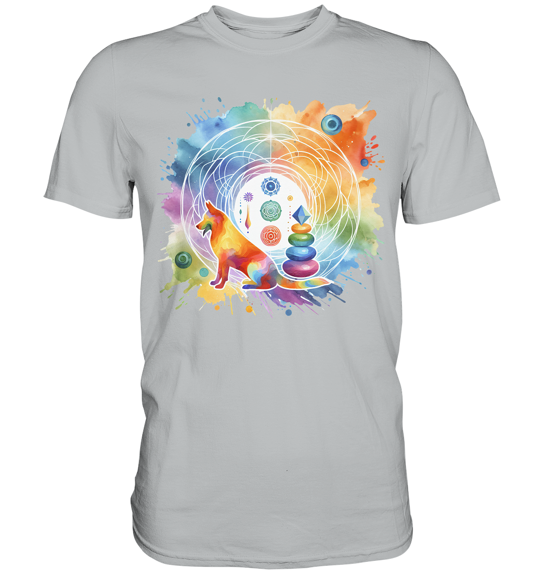 Chakra Art mit Hund Aquarell  - Premium Shirt