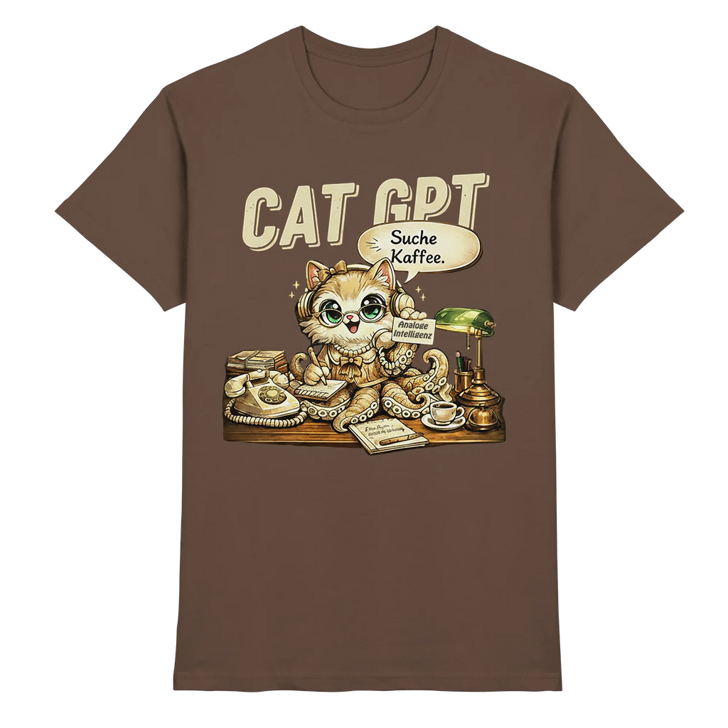 CAT GPT Funny Retro Office Cat - Premium Shirt - PAWentura