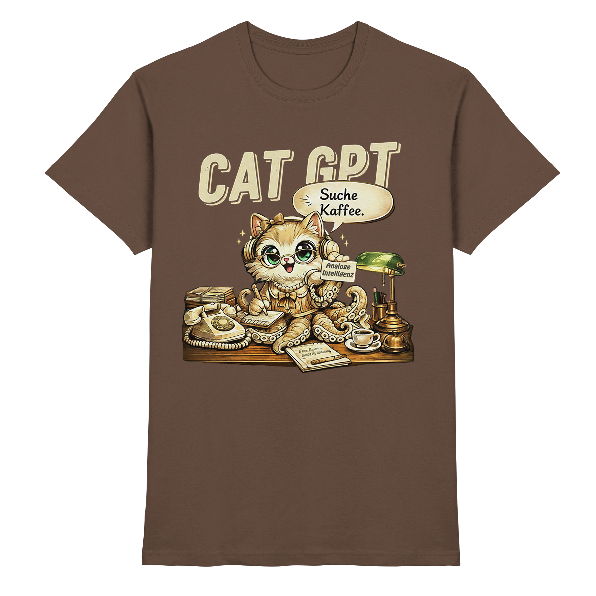 CAT GPT Lustige Retro Büro Katze - Premium Shirt