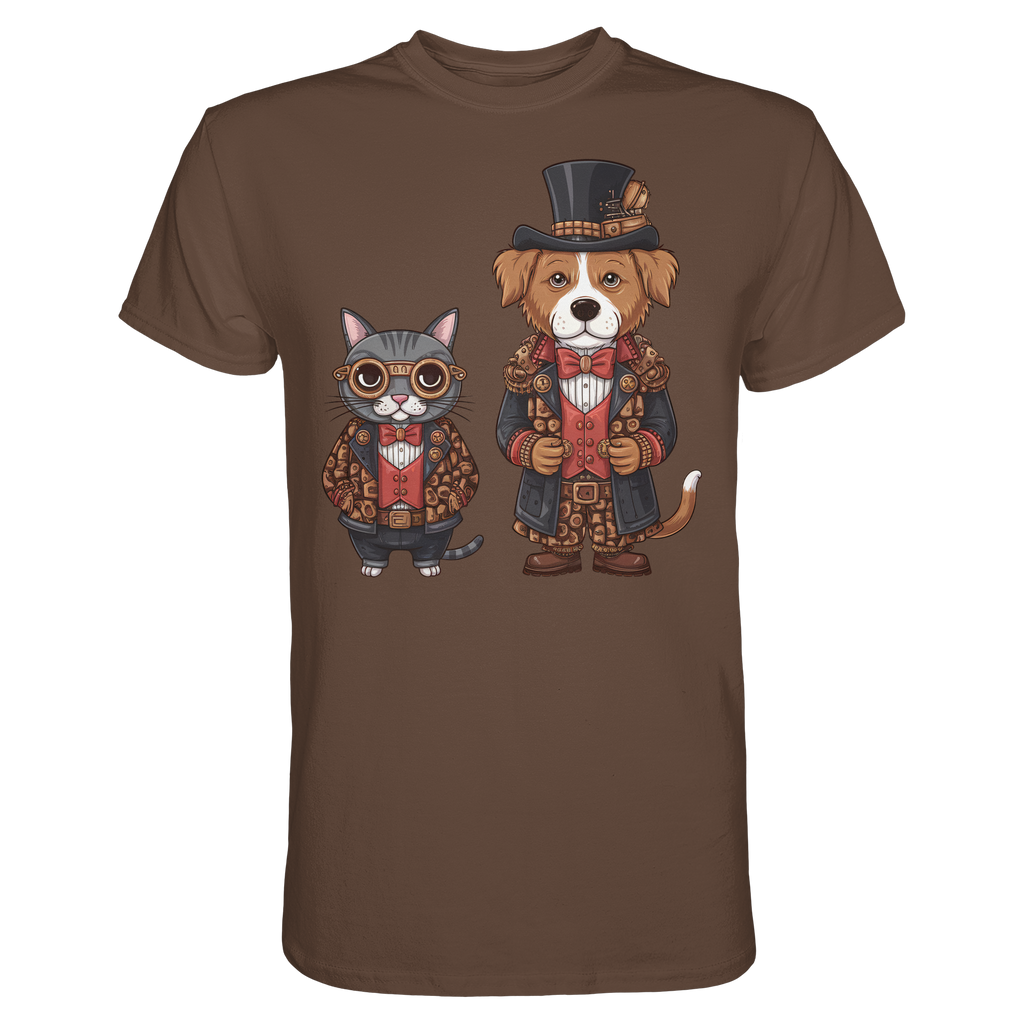 Steam Punk Hund und Katze - Premium Shirt