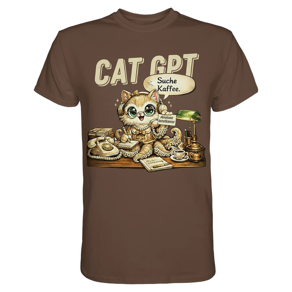 CAT GPT Funny Retro Office Cat - Premium Shirt - PAWentura