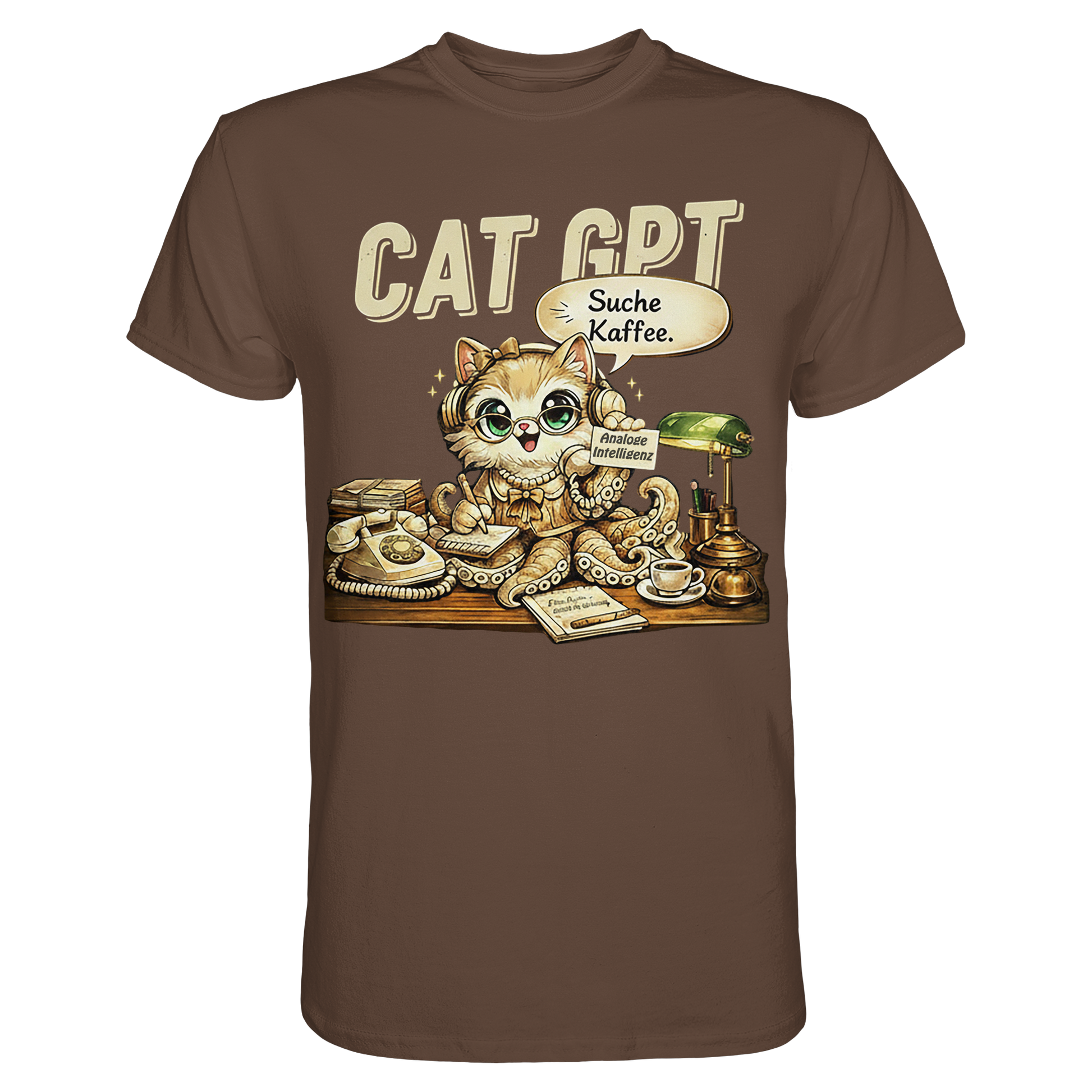 CAT GPT Lustige Retro Büro Katze - Premium Shirt