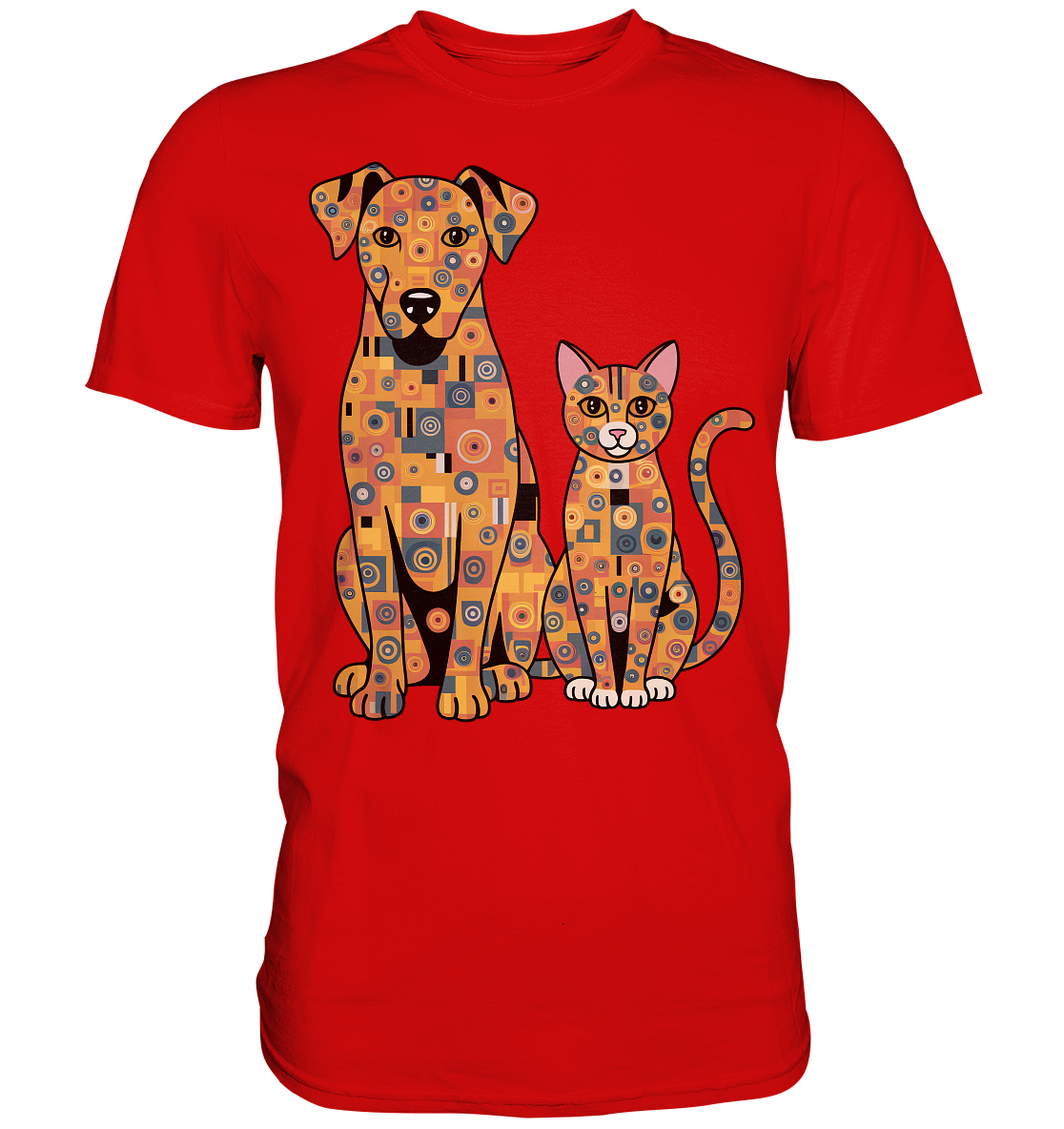 Illustration Hund und Katze in Klimt  Style - Premium Shirt