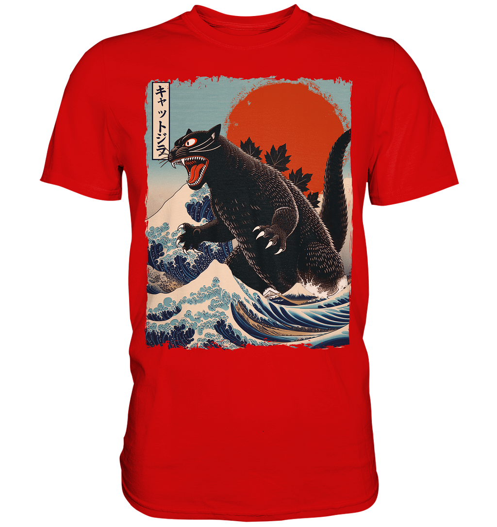 Cat - Zilla , Comic Style - Premium Shirt
