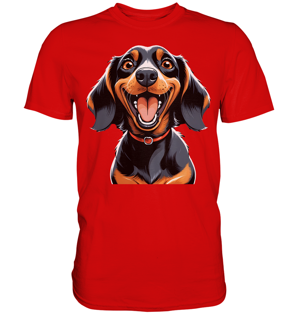 Happy Dackel Cartoon - Premium Shirt