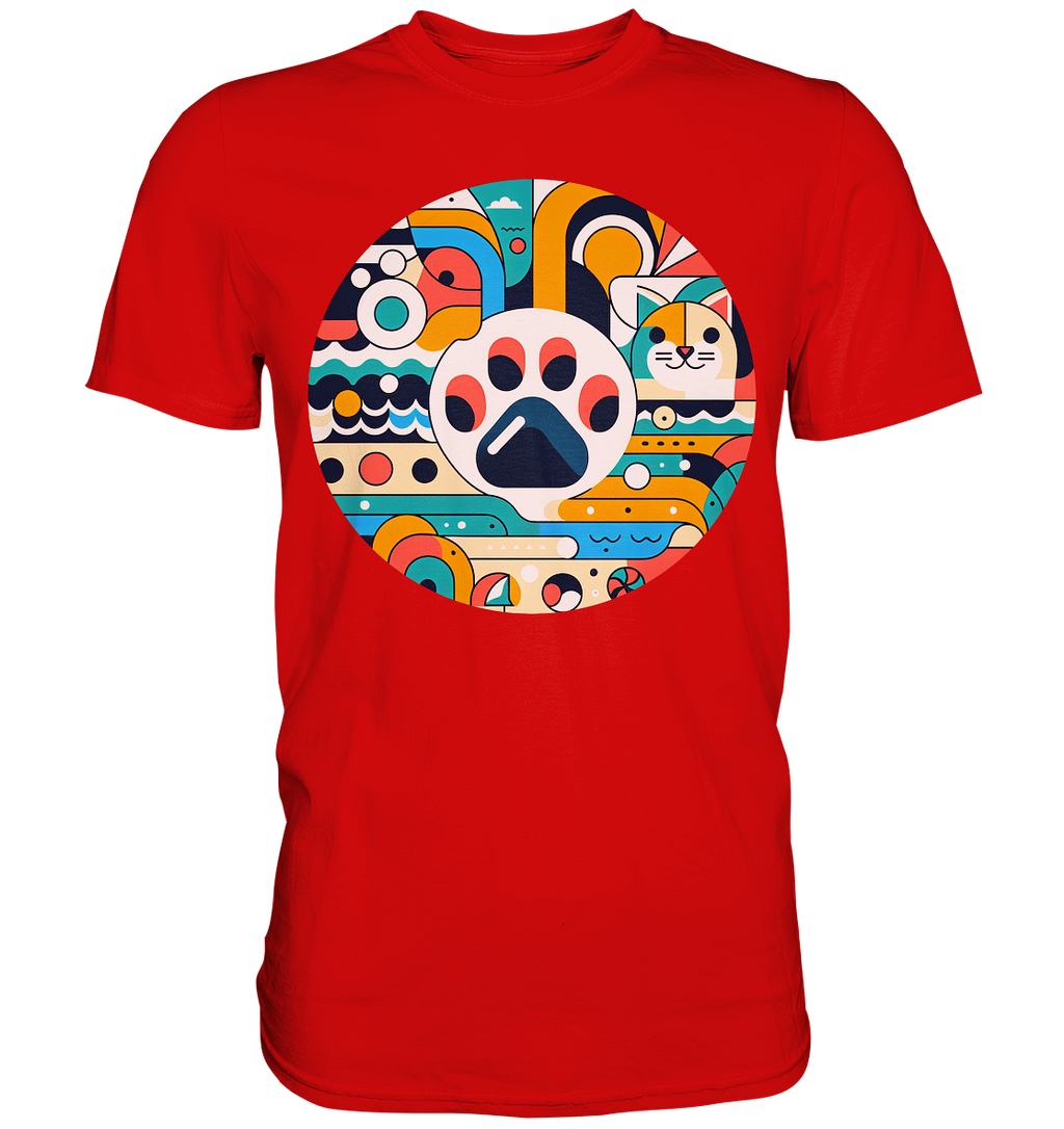 Pfote modern Art mit Katze - Premium Shirt