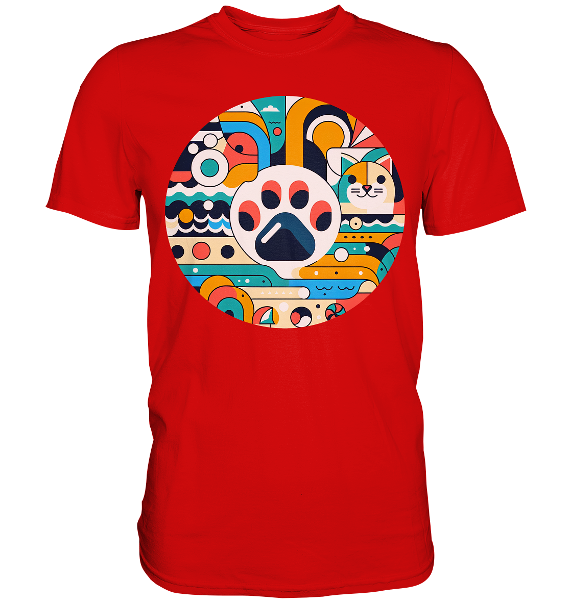 Pfote modern Art mit Katze - Premium Shirt
