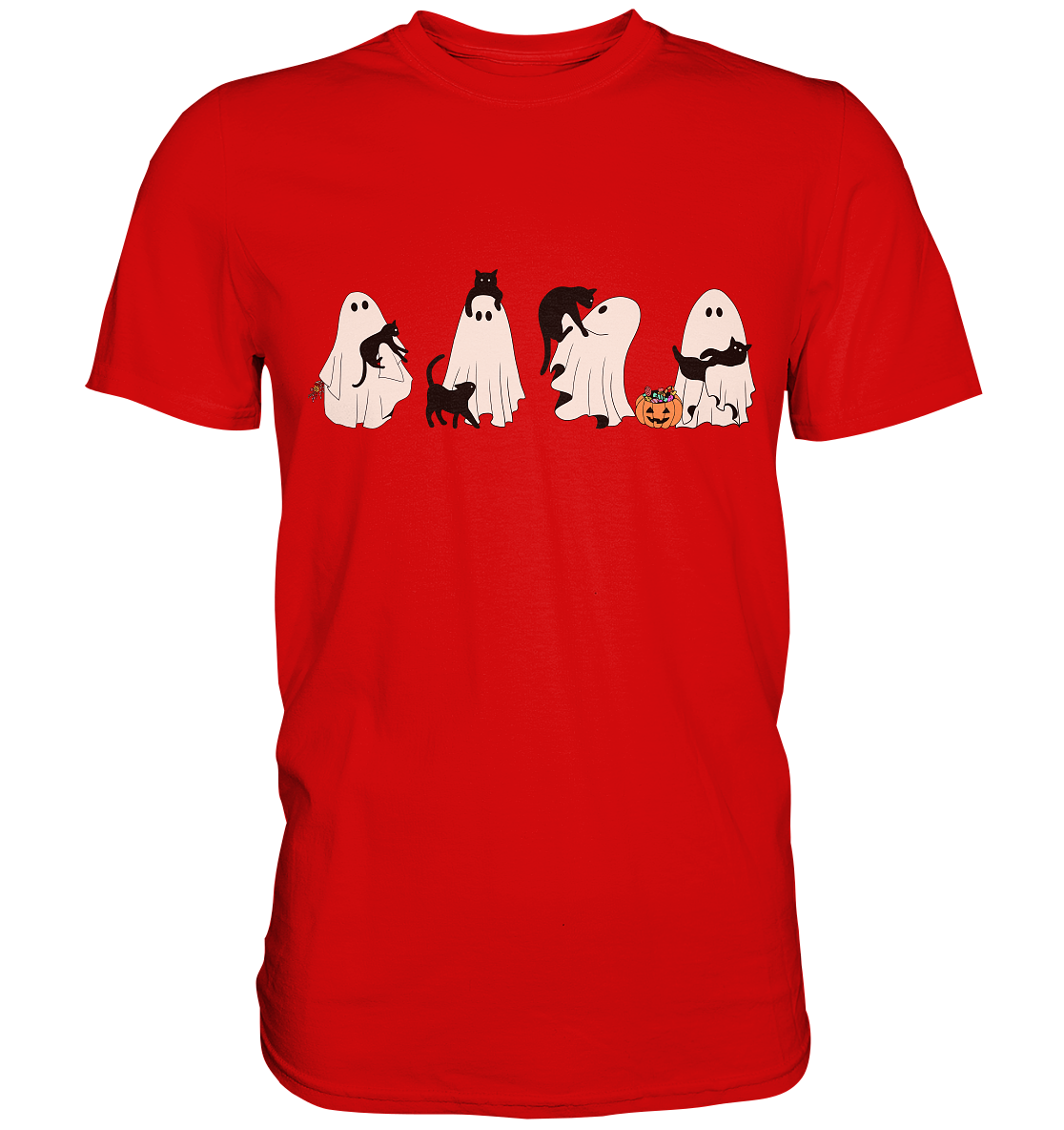 Halloween Geister mit Katzen - Premium Shirt
