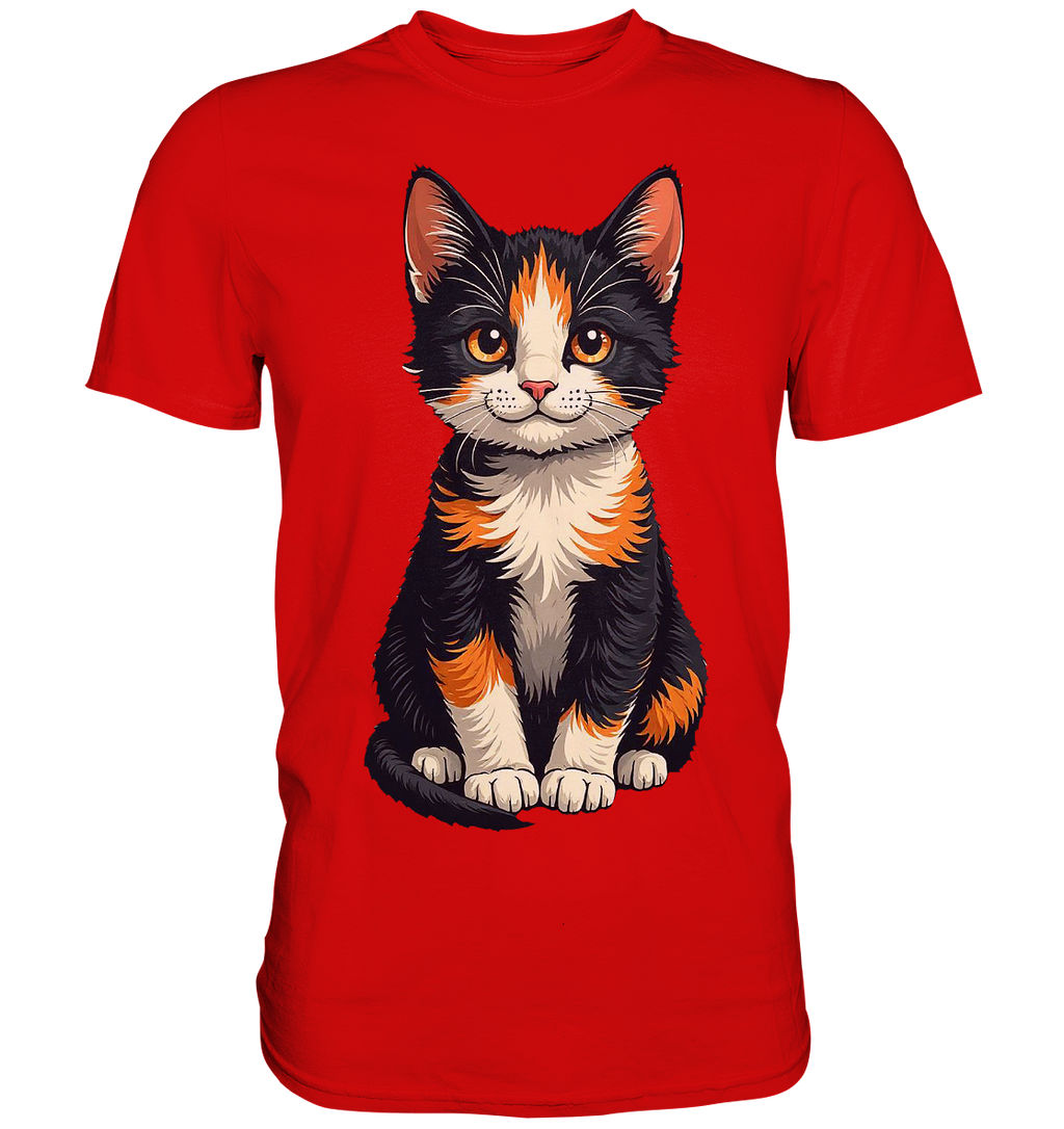 Süsse Glückskatze Illustration  - Premium Shirt