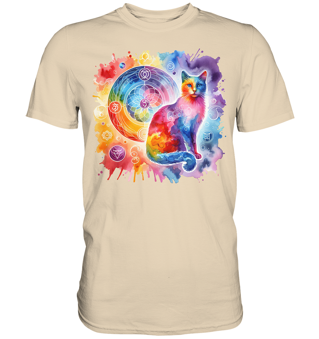 Ein Shakra Design mit Katze - Premium Shirt