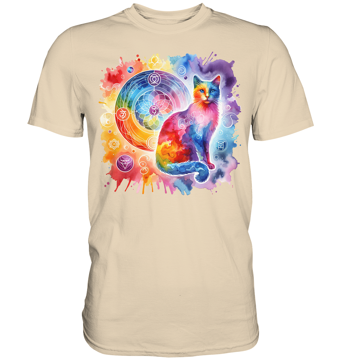 Ein Shakra Design mit Katze - Premium Shirt