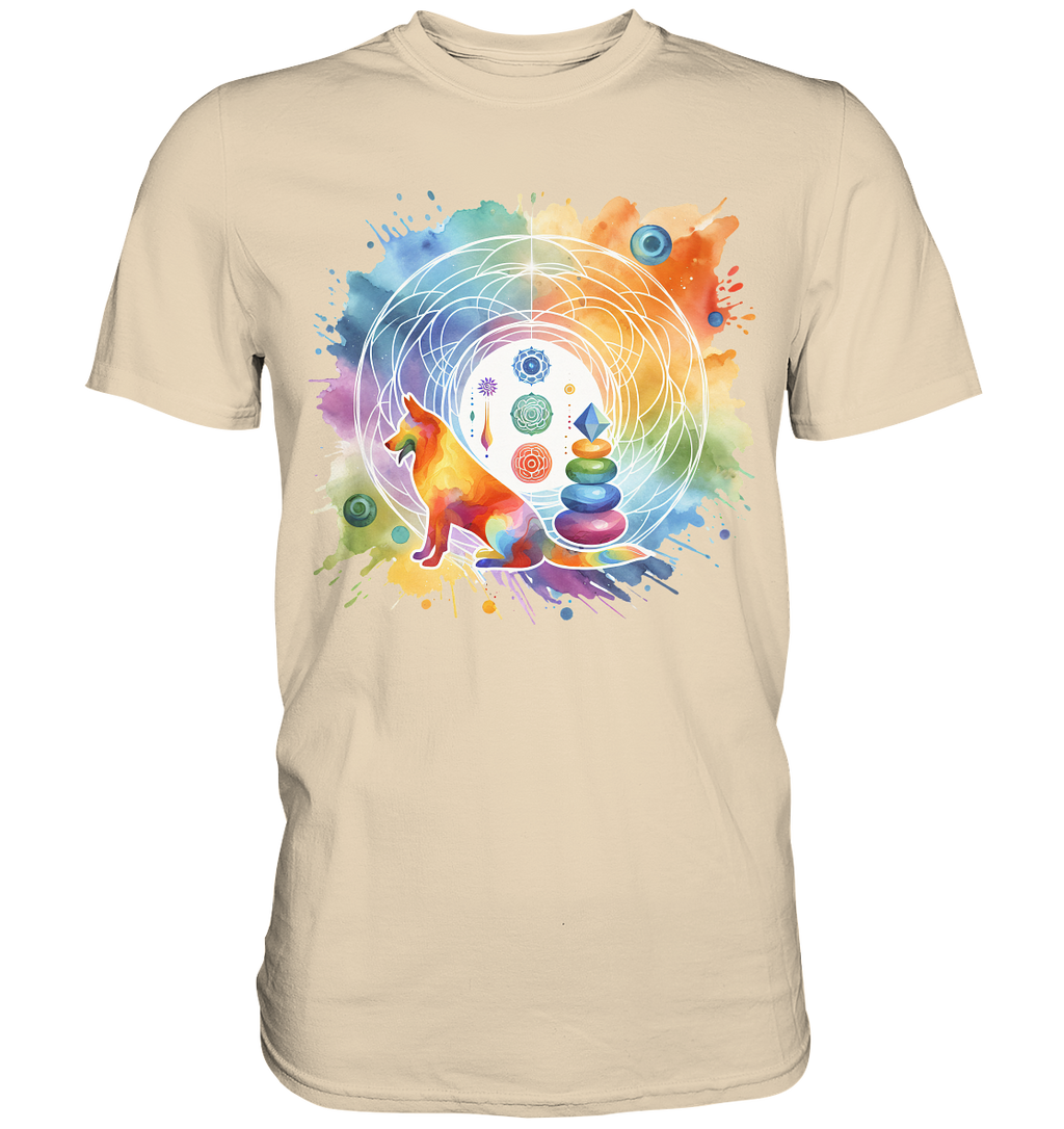 Chakra Art mit Hund Aquarell  - Premium Shirt