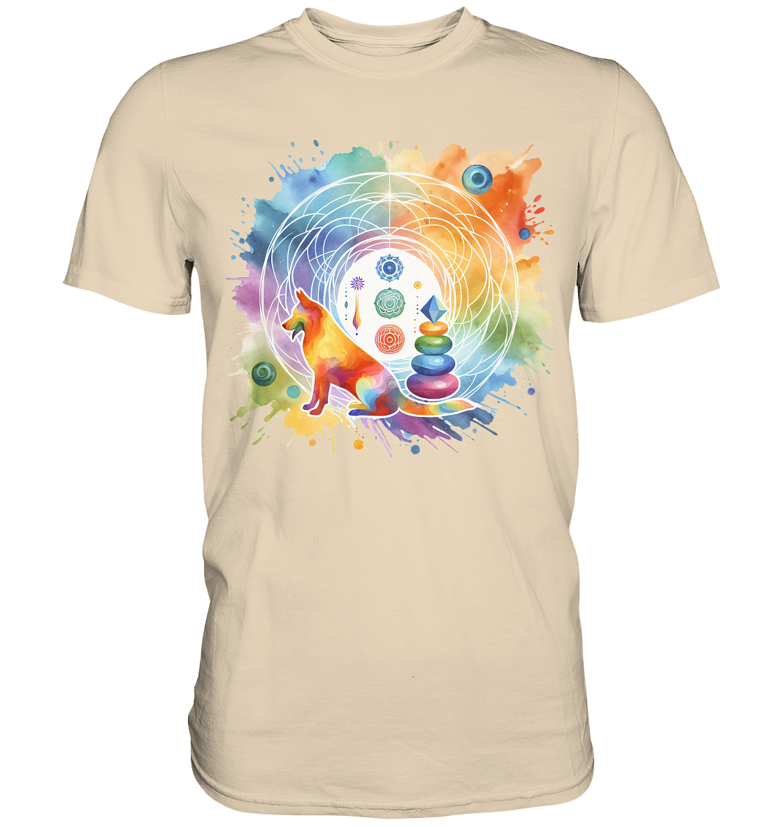 Chakra Art mit Hund Aquarell  - Premium Shirt