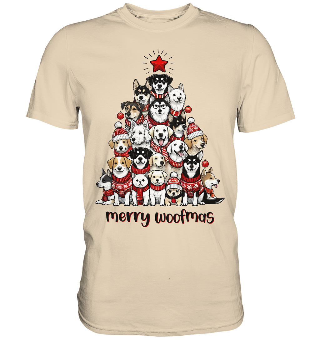 Weihnachten Christmas Hunde Baum Merry Woofmas - Premium Shirt