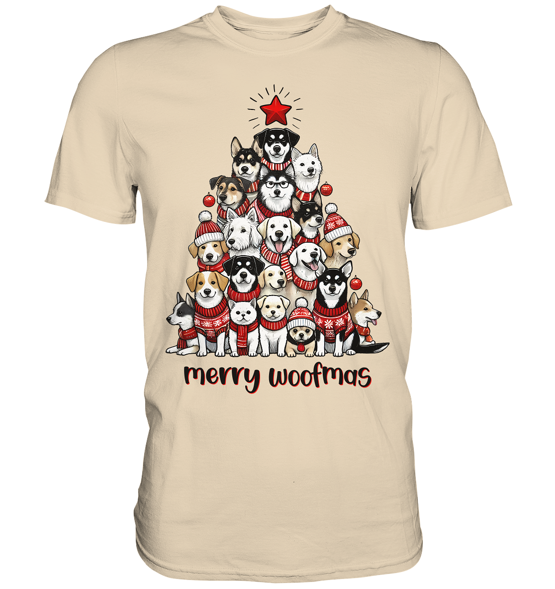 Weihnachten Christmas Hunde Baum Merry Woofmas - Premium Shirt