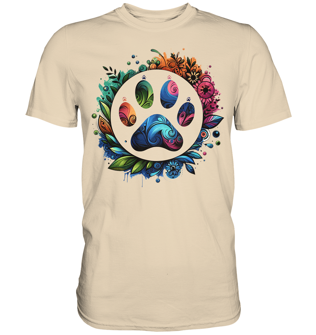 Pfote mit Blumendesign - Premium Shirt