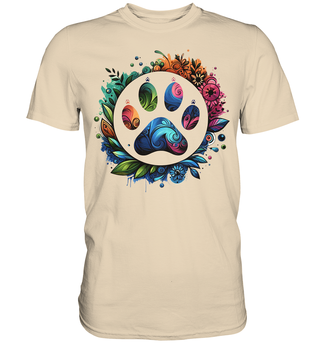 Pfote mit Blumendesign - Premium Shirt
