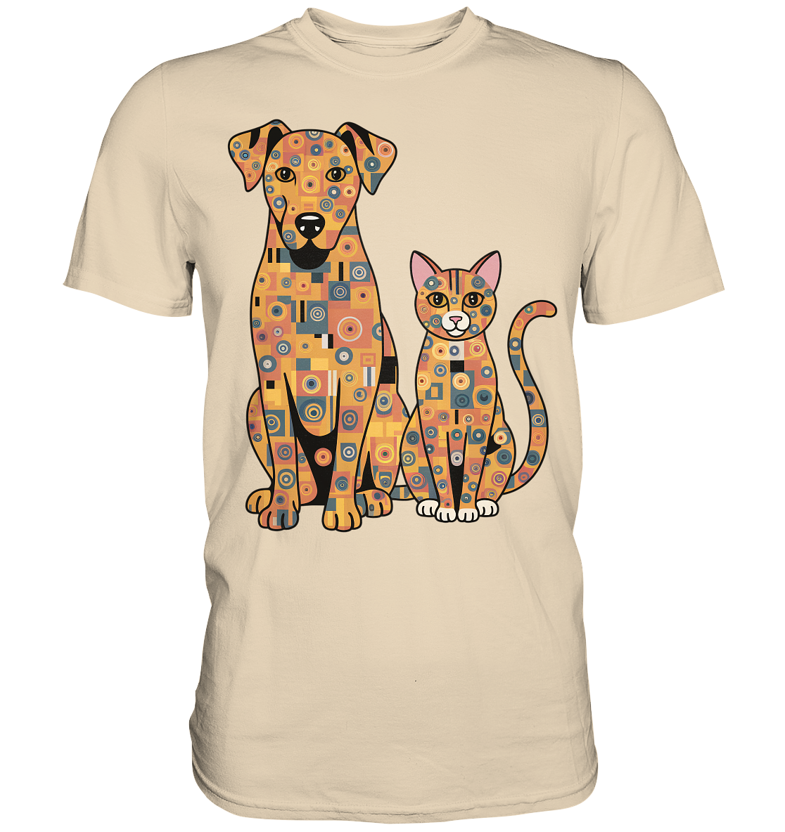 Illustration Hund und Katze in Klimt  Style - Premium Shirt
