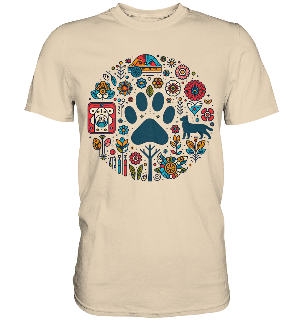 Farbige Modernes Design Pfote , Hund, Natur - Premium Shirt