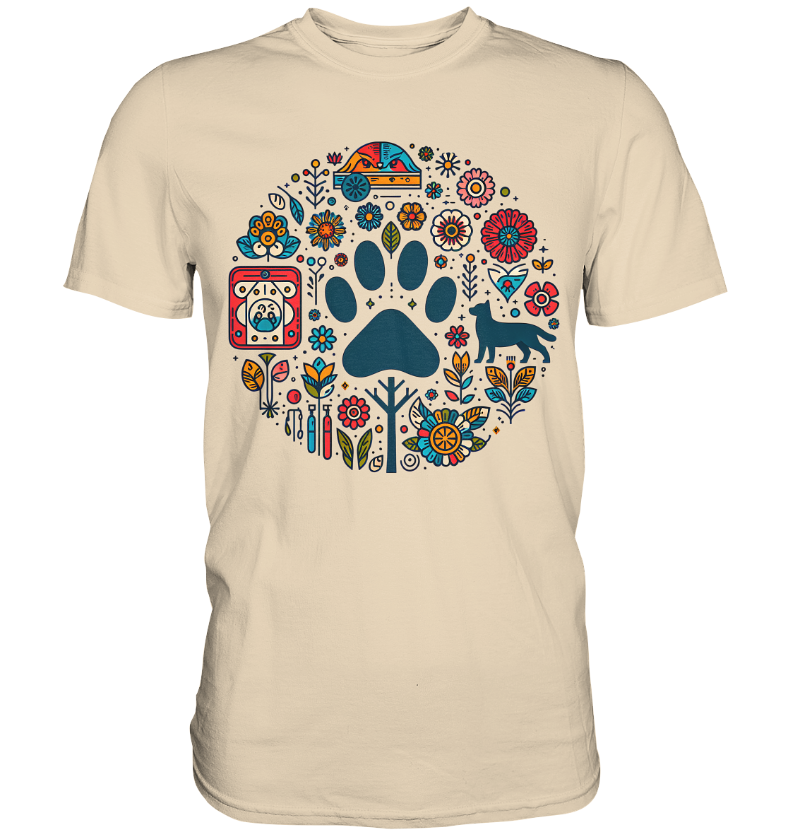 Farbige Modernes Design Pfote , Hund, Natur - Premium Shirt