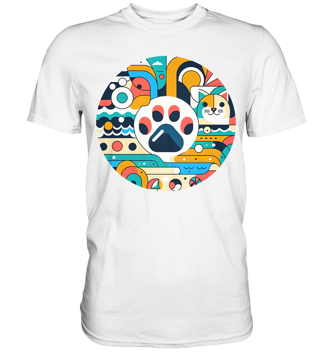 Pfote modern Art mit Katze - Premium Shirt