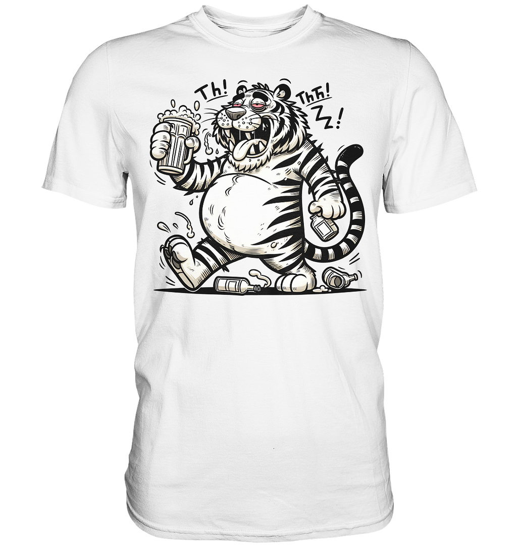 Drinkender Tiger Cartoon - Premium Shirt