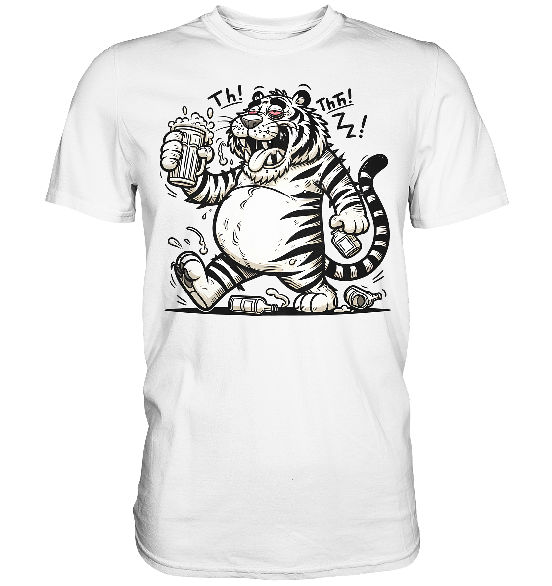 Drinkender Tiger Cartoon - Premium Shirt
