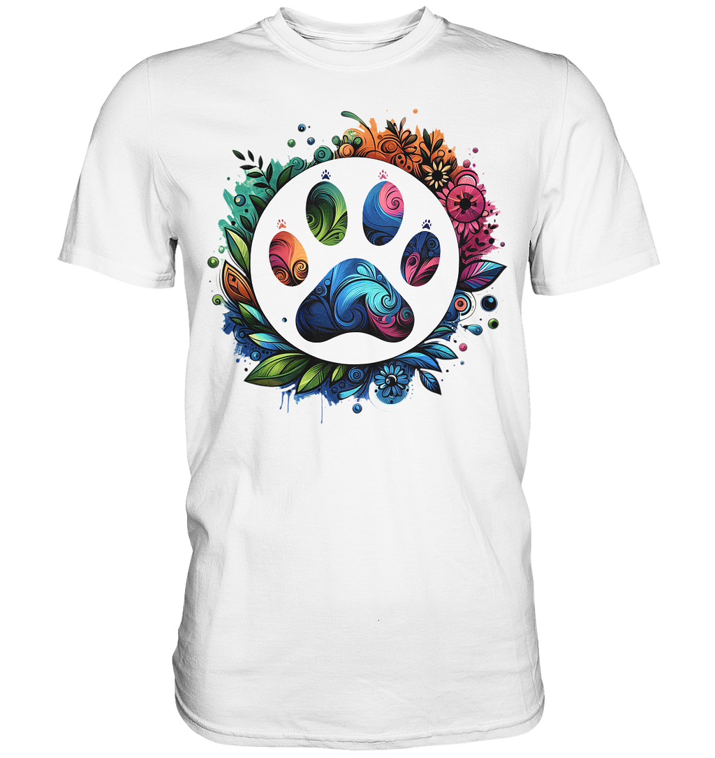 Pfote mit Blumendesign - Premium Shirt