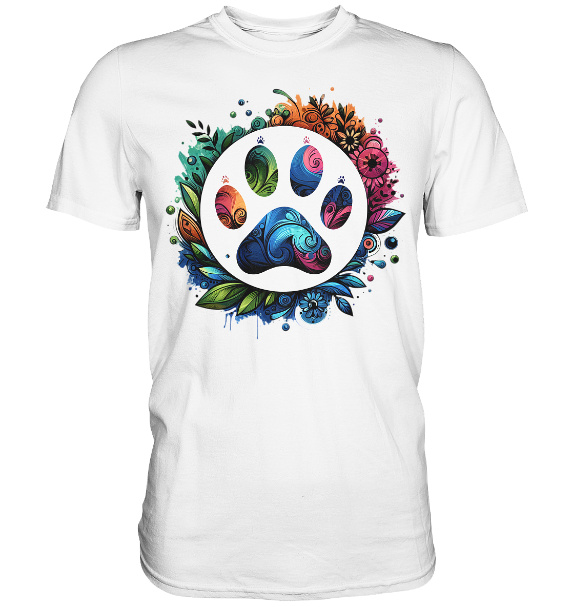 Pfote mit Blumendesign - Premium Shirt