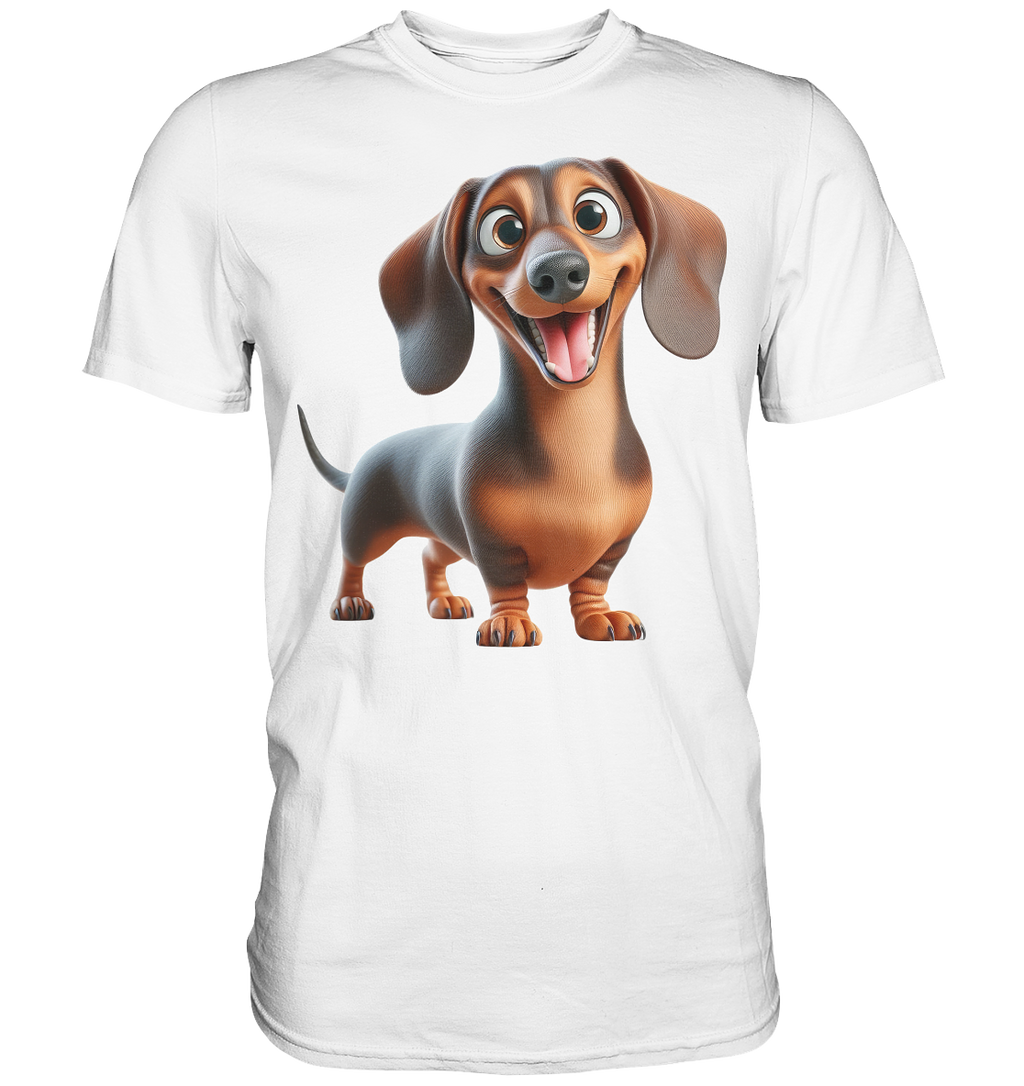 Happy Dackel Cartoon - personalisierbar - Premium Shirt