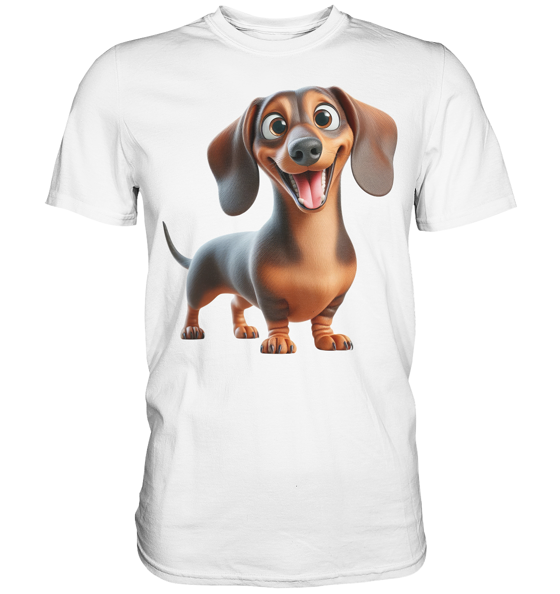 Happy Dackel Cartoon - personalisierbar - Premium Shirt