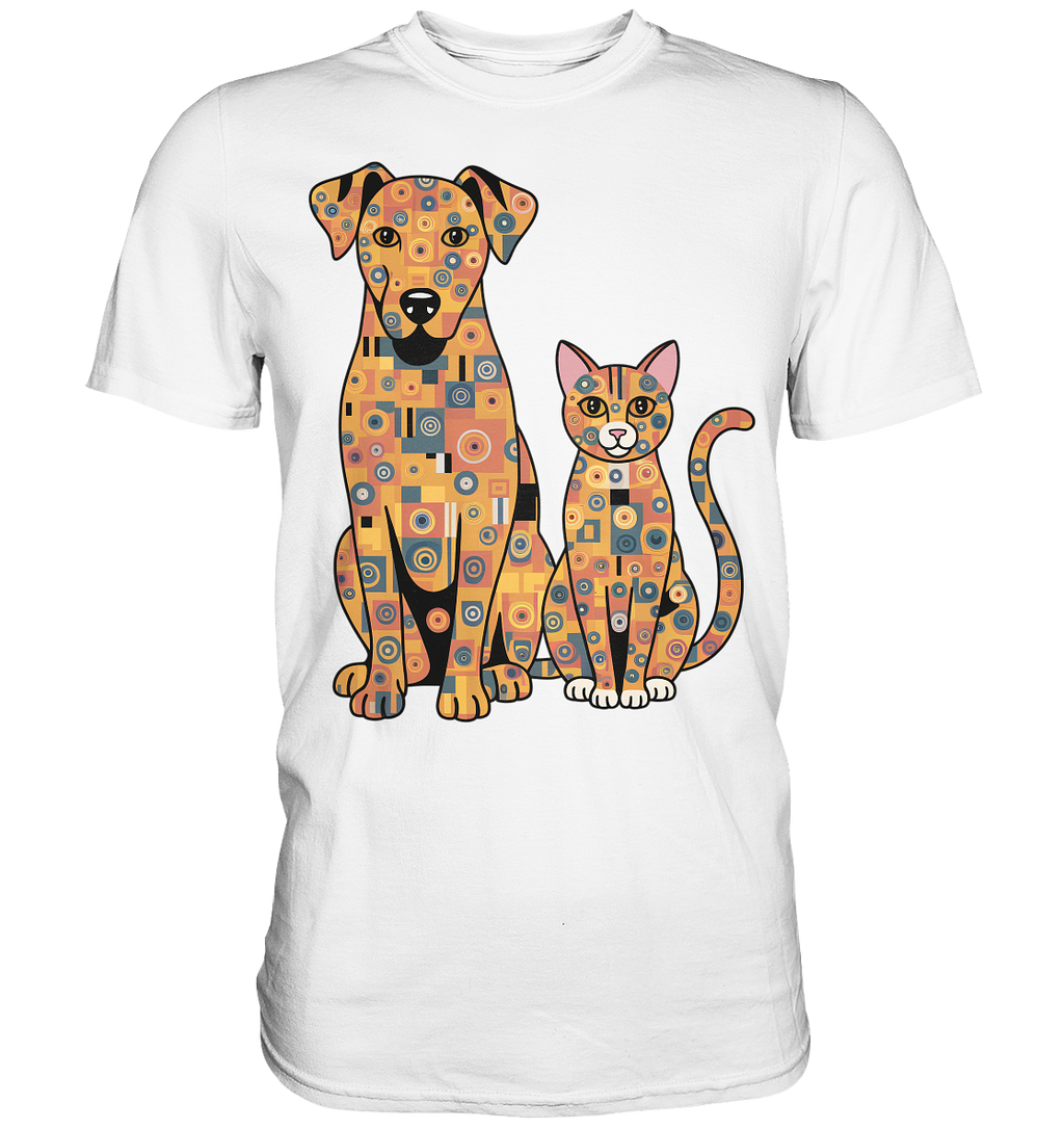 Illustration Hund und Katze in Klimt  Style - Premium Shirt