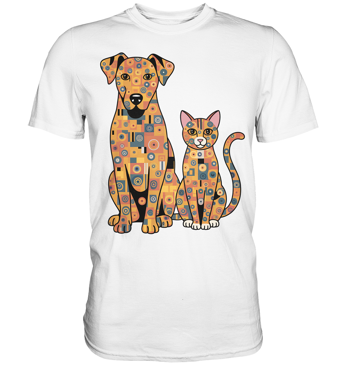 Illustration Hund und Katze in Klimt  Style - Premium Shirt
