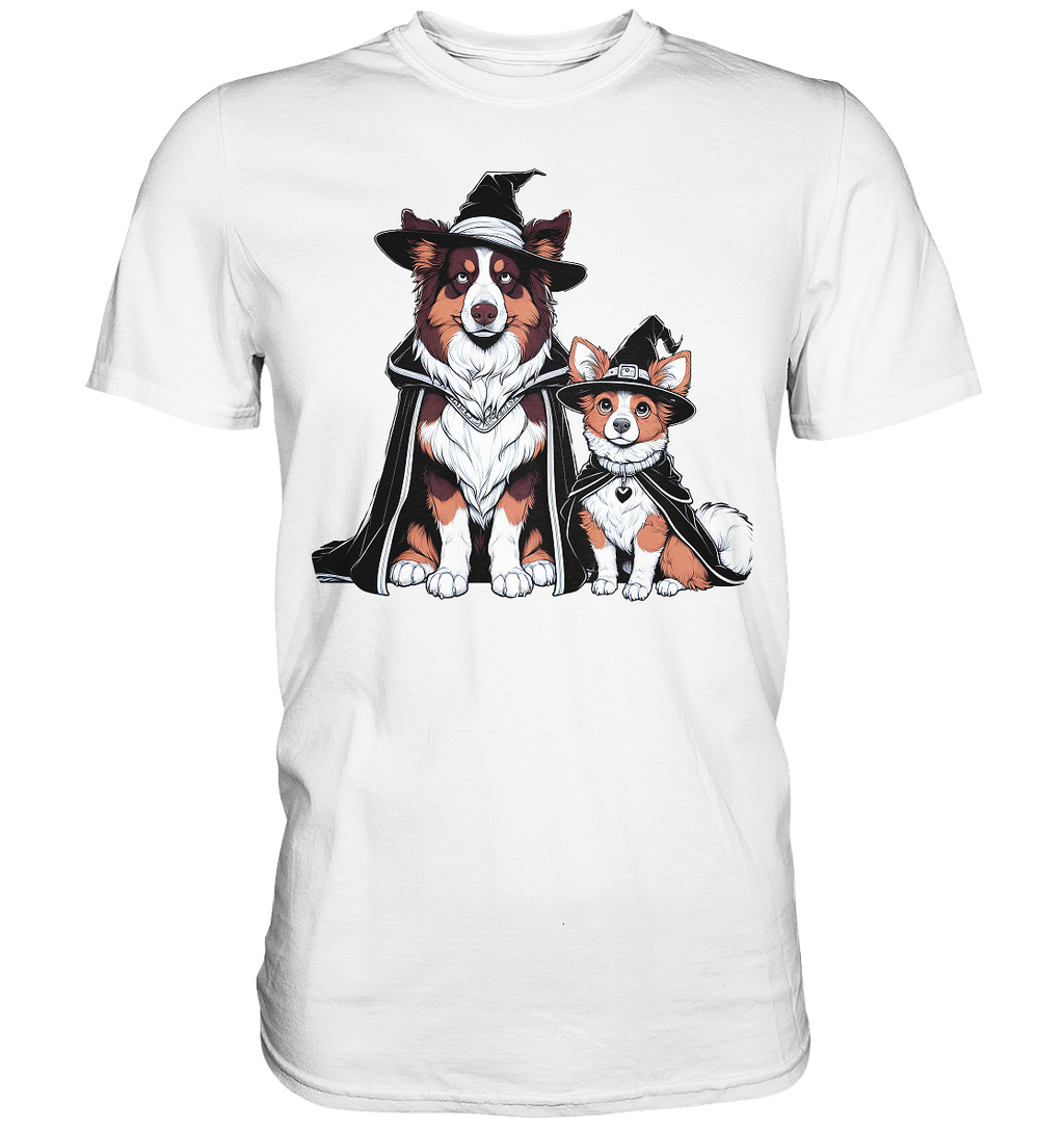 Halloween Wizard Hunde Terrier und Australian Sheppard  - Premium Shirt