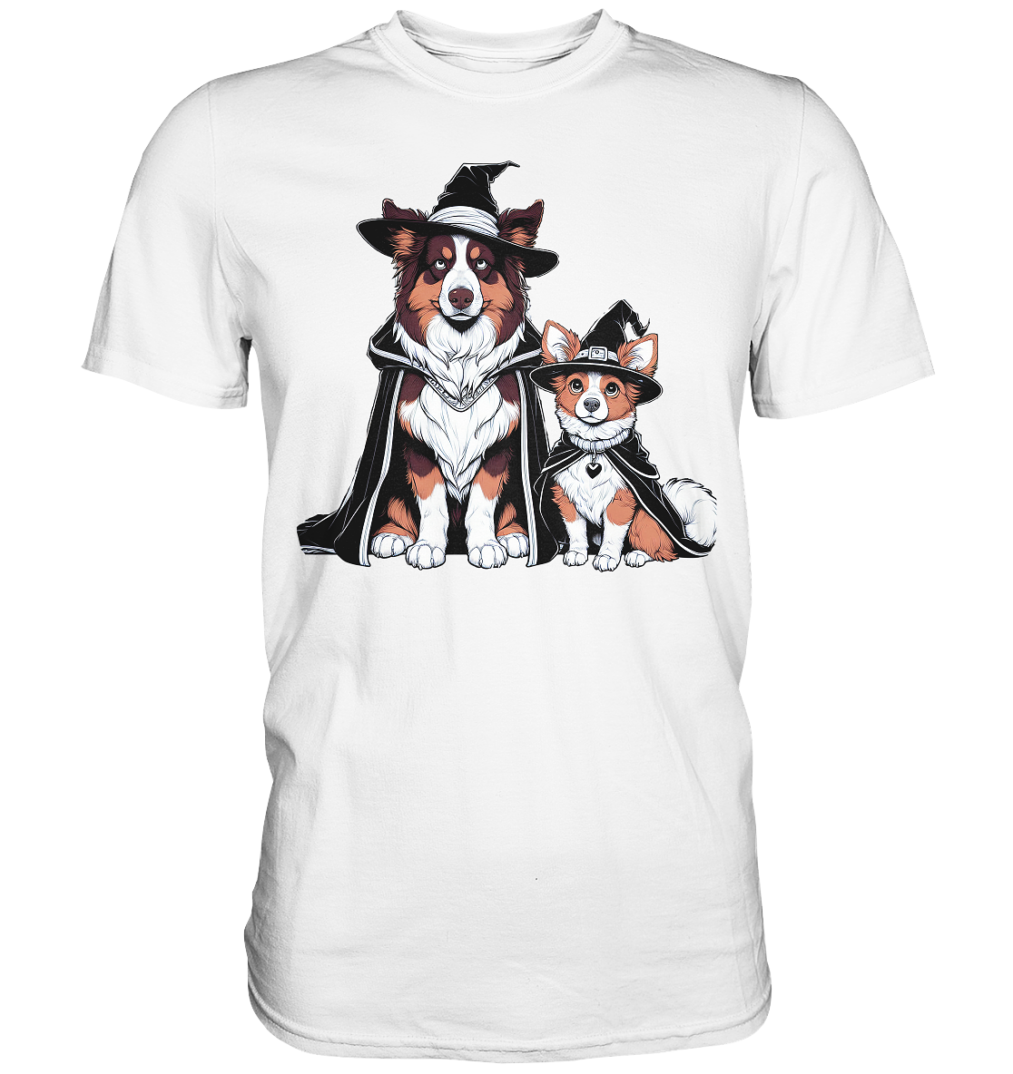 Halloween Wizard Hunde Terrier und Australian Sheppard  - Premium Shirt