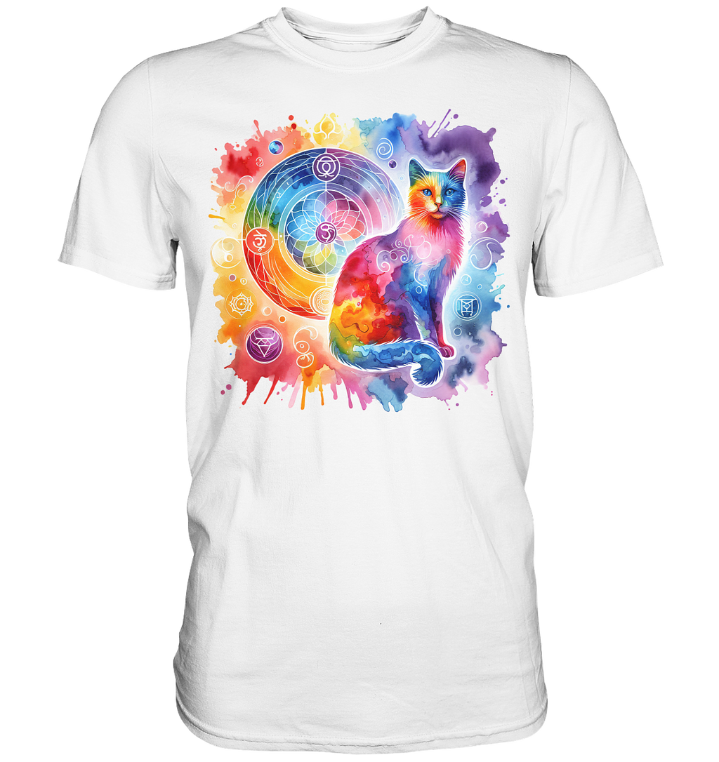 Ein Shakra Design mit Katze - Premium Shirt