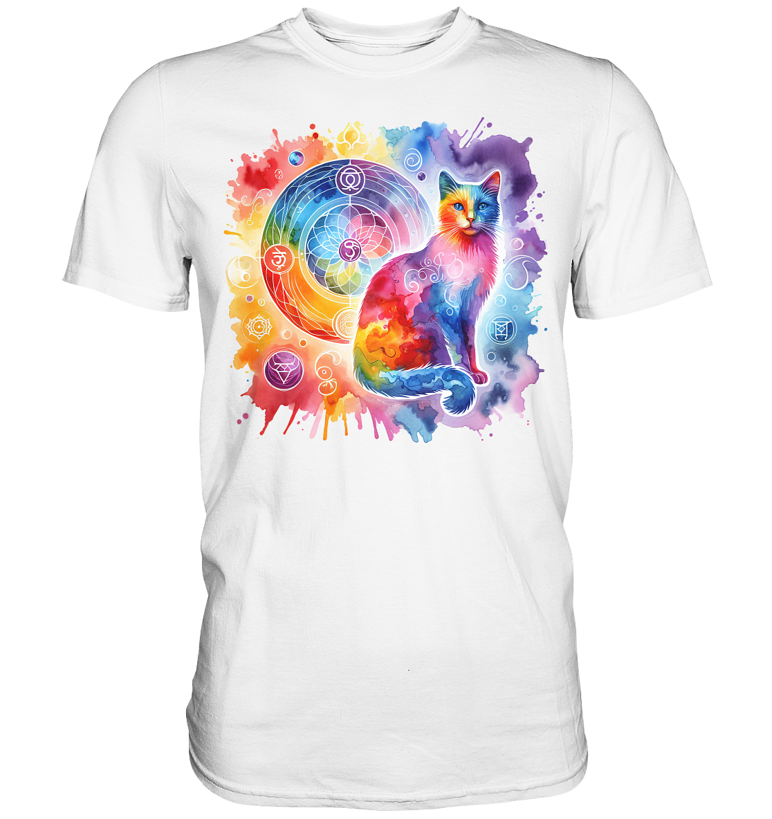 Ein Shakra Design mit Katze - Premium Shirt